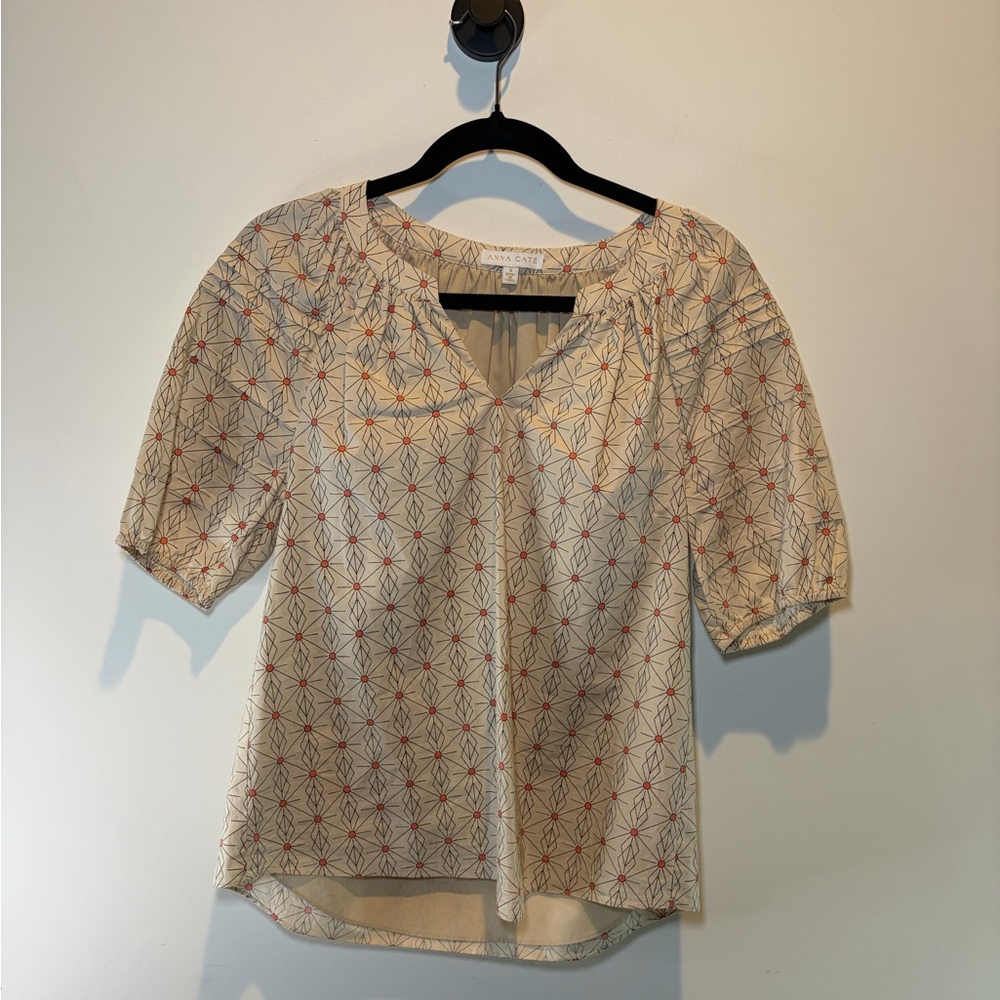 Anba Cate Cream Short Sleeve Blouse